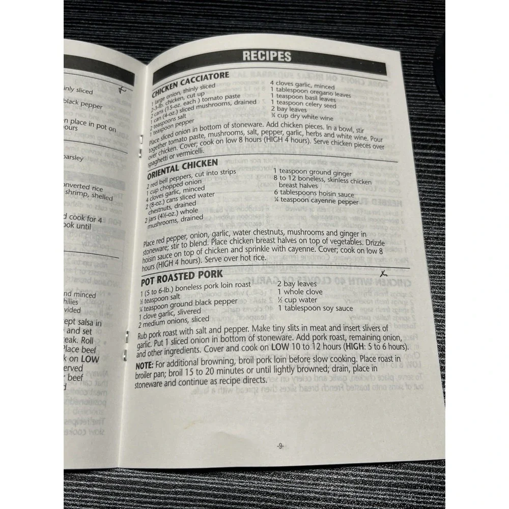 Rival Crock-Pot Slow‎ Cooker Owner's Guide – 2002 Vintage Manual – Staple Bound